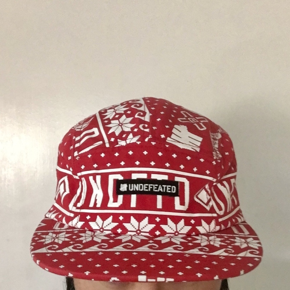 Undefeated Ascender 5-Panel Hat in Snowflake Red